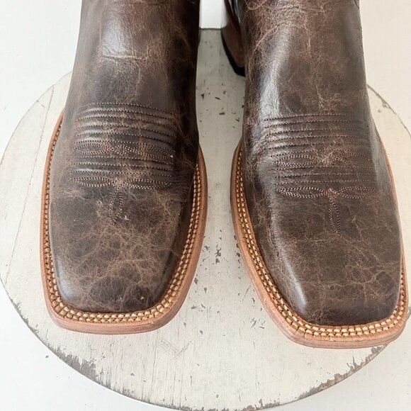 Rod Patrick Mens Cowboy Boots 14.5A Brown Mocha Bison Leather Square Toe Western - Picture 6 of 12